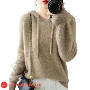 Cashmere Hoodie Pullover Winter Knit Sweater Oversized Chic Cozy Minimal